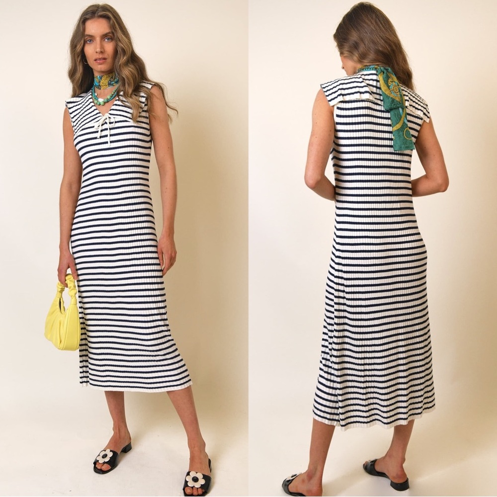 RIXO Antibes Knit Striped Midi Dress in Women’s Sz XS